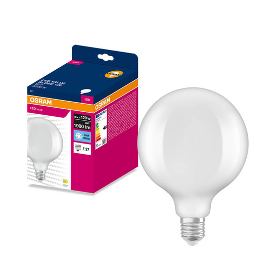 OSRAM LED Lampe E27 Globe Filament matt G125 13W 1900lm Neutralweiss 4000K wie 120W 4099854565595