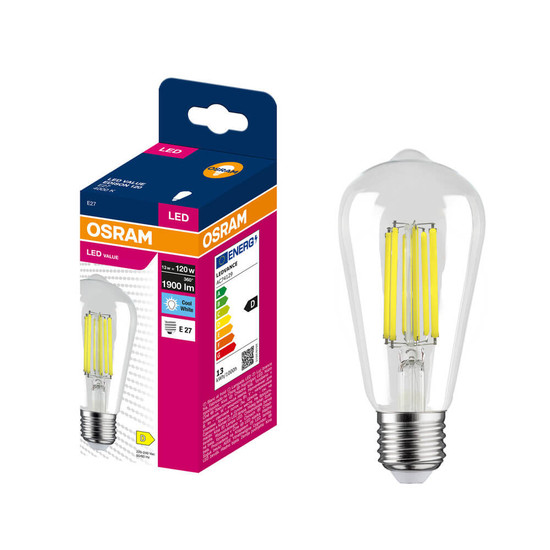 OSRAM LED Lampe E27 Edison Filament ST64 13W 1900lm Neutralweiss 4000K wie 120W 4099854566066
