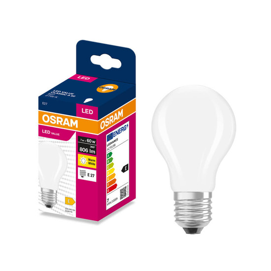 OSRAM LED Lampe E27 Classic Filament matt A60 7W 806lm Warmweiss 2700K wie 60W 4099854566745