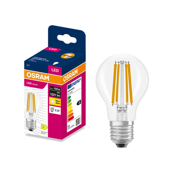 OSRAM LED Lampe E27 Classic Filament A100 11W 1521lm Warmweiss 2700K wie 100W 4099854566882