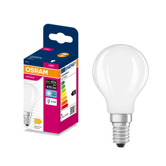 OSRAM LED Lampe E14 Classic Filament matt P40 4.2W 470lm Neutralweiss 4000K wie 40W 4099854568909