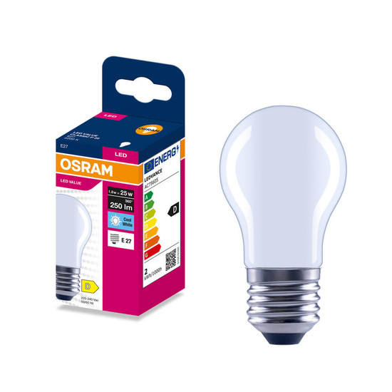 OSRAM LED Lampe E27 Classic Filament matt P25 1.8W 250lm Neutralweiss 4000K wie 25W 4099854569111