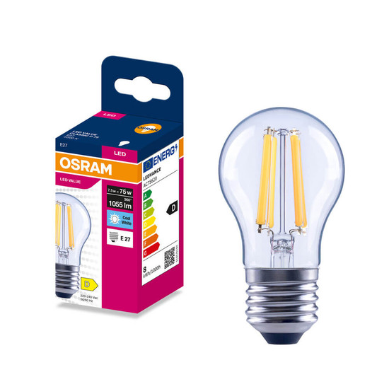 OSRAM LED Lampe E27 Classic Filament P75 7.5W 1055lm Neutralweiss 4000K wie 75W 4099854569807