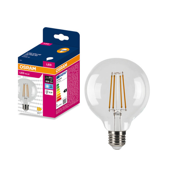 OSRAM LED Lampe E27 Globe Filament G80 7W 806lm Neutralweiss 4000K wie 60W 4099854570049