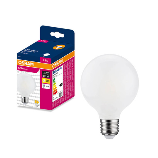 OSRAM LED Lampe E27 Globe Filament matt G80 7W 806lm Warmweiss 2700K wie 60W 4099854570209