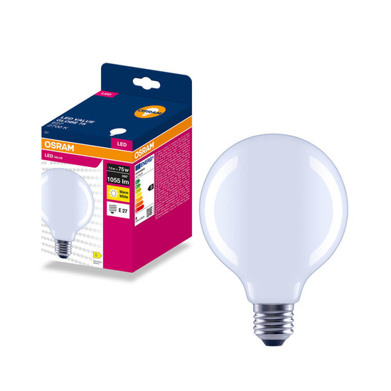 OSRAM LED Lampe E27 Globe Filament matt G95 7.5W 1055lm Warmweiss 2700K wie 75W 4099854570285