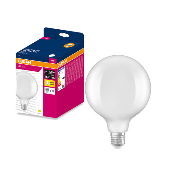 OSRAM LED Lampe E27 Globe Filament matt G125 11W 1521lm Warmweiss 2700K wie 100W 4099854570360