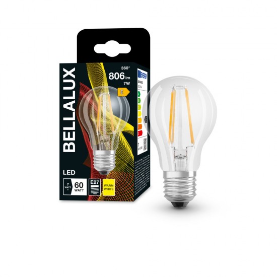 BELLALUX E27 LED Lampe 7W A60 Filament klar warmweiss wie 60W by Osram