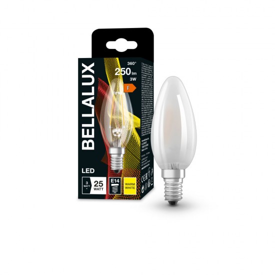 BELLALUX E14 LED Kerze 2,5W B25 Filament klar warmweiss wie 25W
