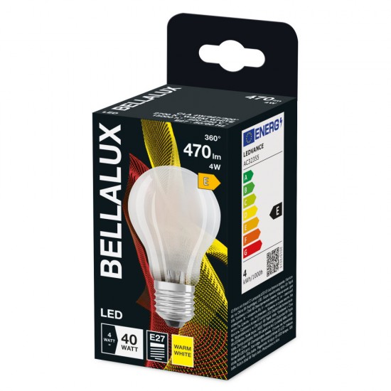 BELLALUX E27 LED Lampe 4W A40 Filament matt warmweiss wie 40W by Osram