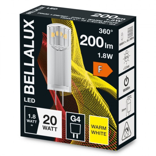 BELLALUX PIN G4 LED Lampe 1,7W matt warmweiss wie 20W
