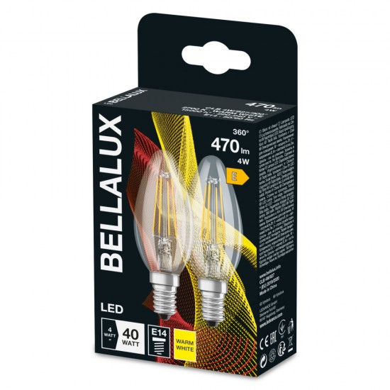 2er-Pack Bellalux E14 LED Lampe 4W 470Lm warmweiss 2700K wie 40W by Osram 4058075164895