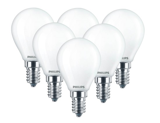 6er-Set Philips LED COOL WHITE Classic E14 4.3W neutralweiss 4000K E14 matt 8718699648404 wie 40W