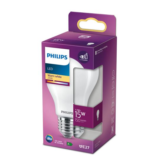 Philips LED Birne Classic 1.5W warmweiss E27 8718699762438