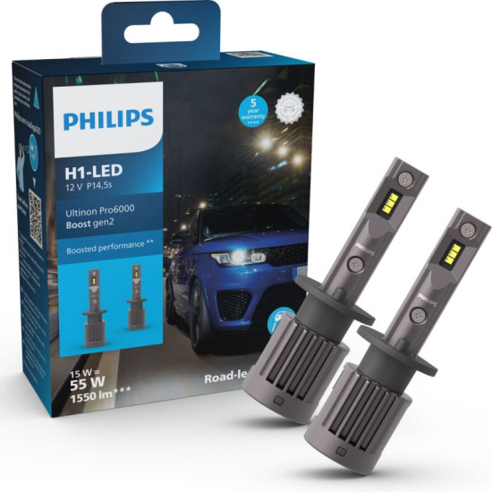 Philips H1 Ultinon Pro6000 Boost Gen2 +450% LED Autolampe P14,5s 15W 8719018030818