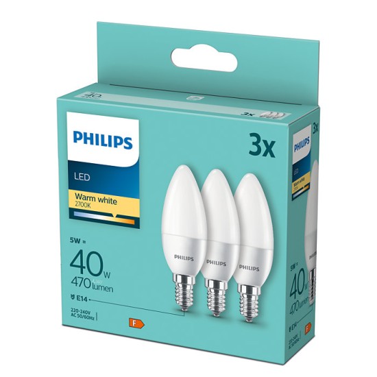 3er-Pack Philips E14 LED Kerze Master 5W 470Lm warmweiss 8719514313385 wie 40W