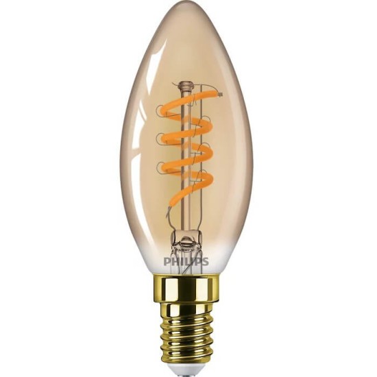 Philips Gold-Design Deko Filament LED Kerze E14 dimmbar 2,5W 136lm extra-warmweiss 1800K wie 15W