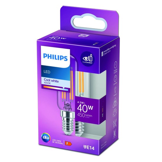 Philips super-dünne LED Lampe E14 T25L kleiner Sockel 4,5W 470lm neutralweiss 4000K wie 40W