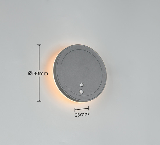 Reality R23056142 Fortaleza LED Wandleuchte 2W ⌀14cm Anthrazit IP54 warmweiss