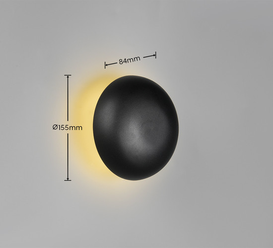 Reality R24431132 Davey LED Wandleuchte 1,5W ⌀15,5cm Schwarz Matt warmweiss Touch