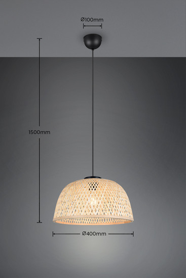 Casalum R36091032 Laurent E27 Pendelleuchte ⌀40cm Schwarz Matt