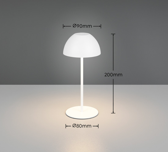 Reality R55601131 Ortiz LED Tischleuchte 2W ⌀9cm dimmbar Weiß Matt IP44 warmweiss