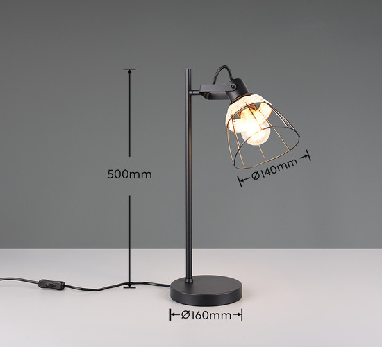 Casalum R56231032 Jerome E27 Tischleuchte ⌀16cm Schwarz Matt