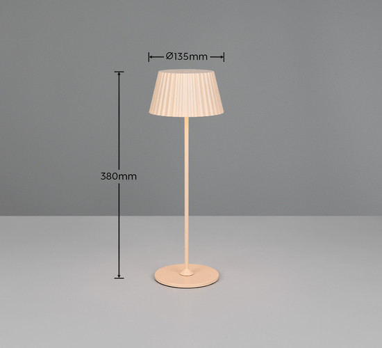 Reality R57706166 Suarez LED Tischleuchte 1,5W ⌀13,5cm dimmbar Sand IP44 warmweiss