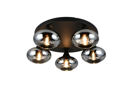 Reality R66645054 Divina E14 Deckenleuchte 5-fach ⌀49cm Rauchfarbig