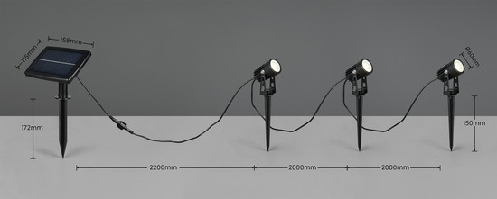 Reality R83256332 Obidos LED Strahler 3x0,5W Schwarz Matt IP44 neutralweiss