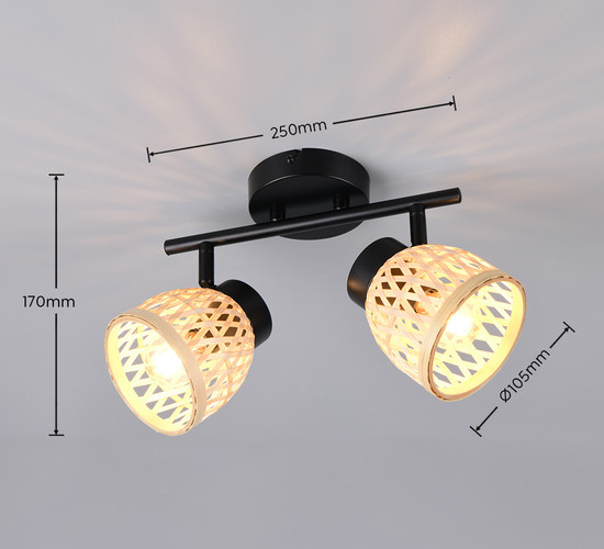 Casalum R86092032 Laurent E14 Strahler 2-fach Schwarz Matt