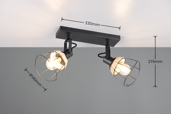 Casalum R86232032 Jerome E27 Strahler 2-fach Schwarz Matt