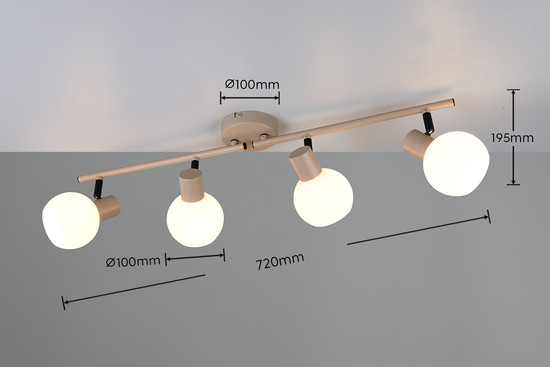 Reality R86374043 Boba E14 Strahler 4-fach ⌀10cm Warm Beige