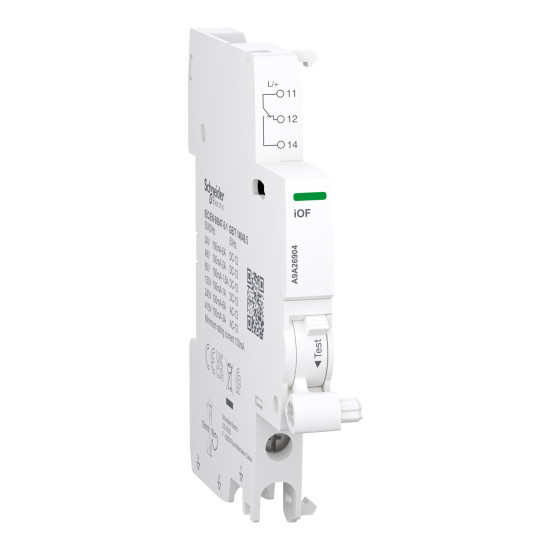 Schneider Electric A9A26904 Hilfskontakt, Acti9, iOF, 100mA bis 6A, 24VAC bis 415VAC, 24-130 VDC, Anschluss unten