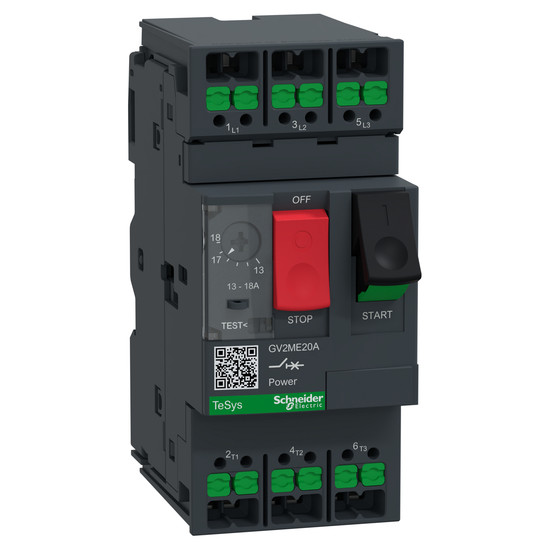 Schneider Electric GV2ME20A Motorschutzschalter, 3p, 13-18A, Tasterbetätigung, SnapIN Anschlussklemmen