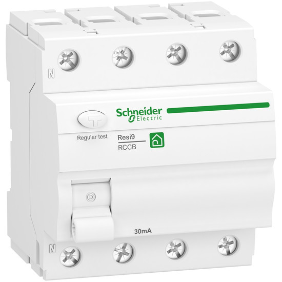 Schneider Electric R9R22463 Fehlerstrom-Schutzschalter Resi9, 4P, 63A, 30mA, Typ A