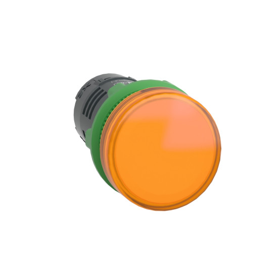 Schneider Electric XB5EVB5 Leuchtmelder, Harmony XB5, Kunststoff, Monoblock, orange, 22mm, universelle LED, glatte Kalotte, 24V ACDC