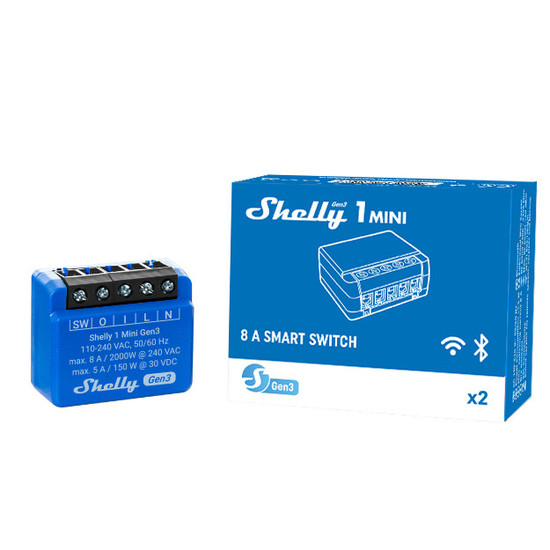 Shelly 1 Mini Gen3 - Kompakter WLAN Schaltaktor, 8A, potenzialfrei, BT