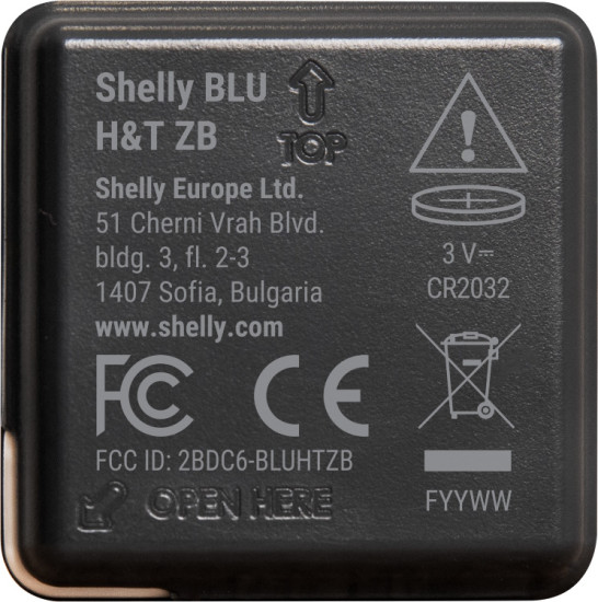 Shelly BLU H&T ZB - Zigbee Temperatur- & Feuchtigkeitssensor, Schwarz