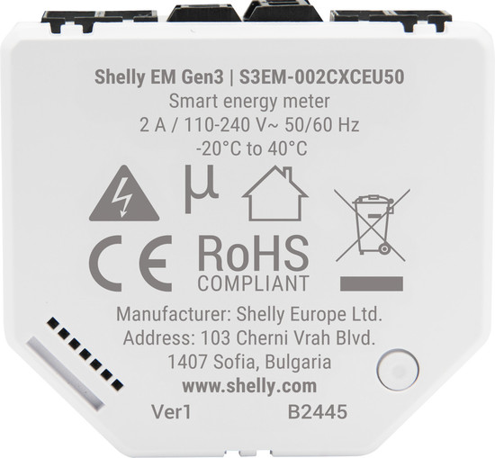 Shelly EM Gen3 - WLAN Energiezähler Set inkl. 50A Wandler, Stromzähler, Messfunktion