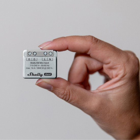 Shelly EM Mini Gen4 - Kompakter Energiemesser, Multiprotokoll/Matter, 1 Kanal WLAN, Zigbee, BT