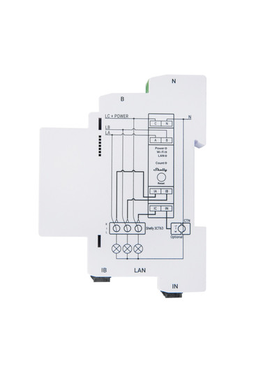 Shelly Pro 3EM-63A - 3-Phasen Energiezähler, inkl. 63A Wandler, LAN, WLAN, BT