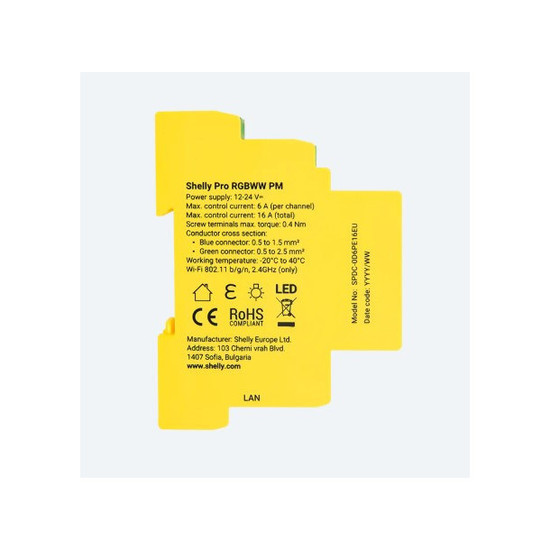 Shelly Pro RGBWW PM - DIN-Schienen LED Controller, RGBW, Messfunktion, WLAN, BT, LED Contoller