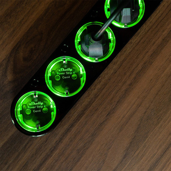 Shelly Power Strip 4 Gen4 - Smarte Steckdosenleiste 4-fach, Schwarz WLAN, BT, Zigbee, Matter