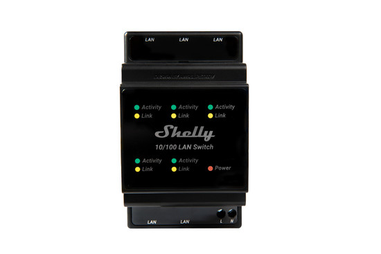 Shelly LAN Switch - Ethernet Switch für DIN-Schiene 5 Ports 10/100Mbit