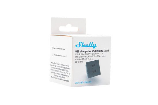 Shelly USB Charger - Netzteil für Wall Display Stand, Schwarz