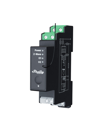 Shelly Wave Pro 2PM - Z-Wave DIN-Schienen Relais, 2 Kanäle, Messfunktion