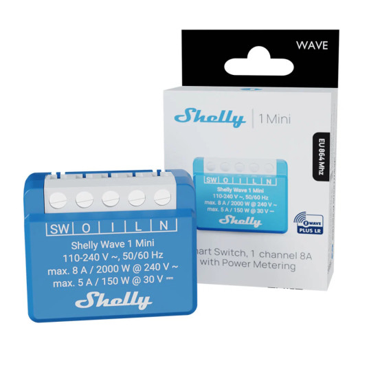 Shelly Wave 1 Mini, Long Range - Kompakter Z-Wave Schaltaktor, potenzialfrei