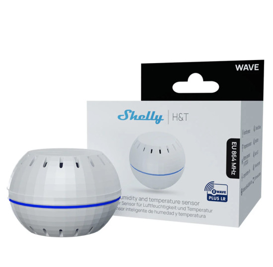 Shelly Wave H&T, Long Range - Z-Wave Temperatur- & Feuchtigkeitssensor, Weiß