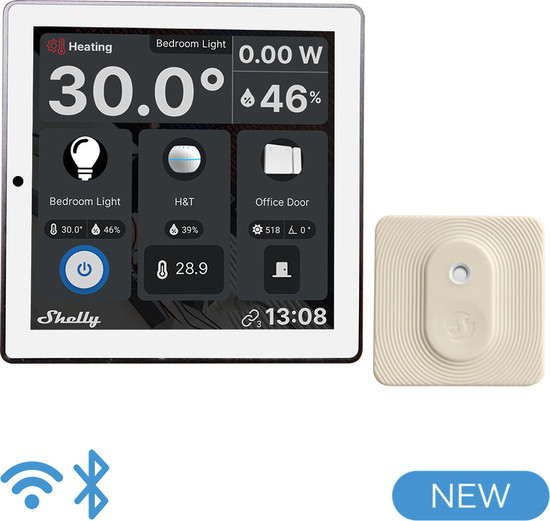 Shelly Wall Display Set, Weiß + BLU H&T Sensor